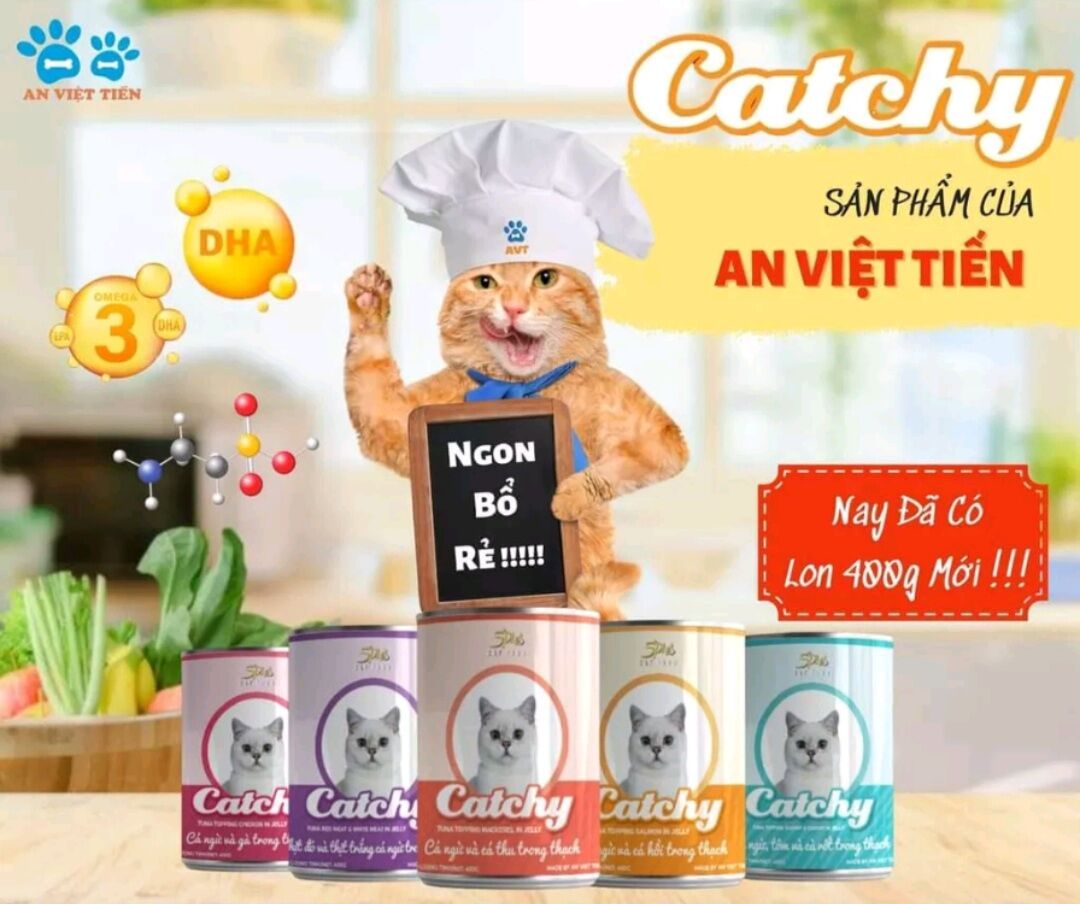 Pate Catchy lon 400gr dành cho mèo mọi lứa tuổi