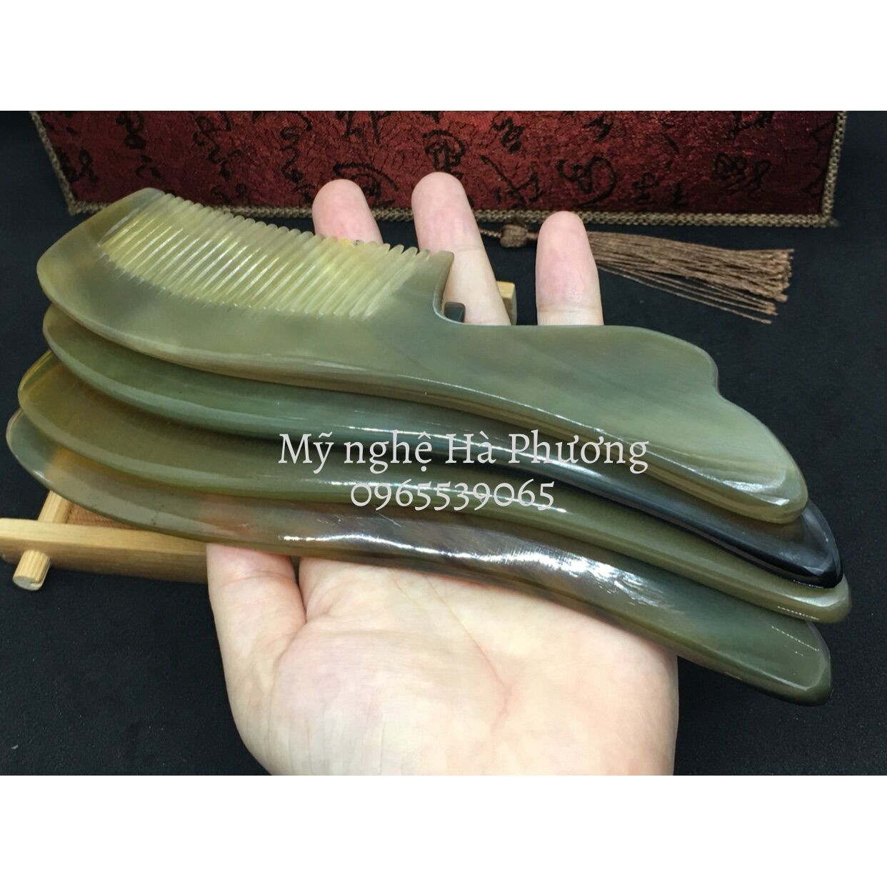 Lược sừng chuôi cá dày đẹp, size L-20cm, có video thật