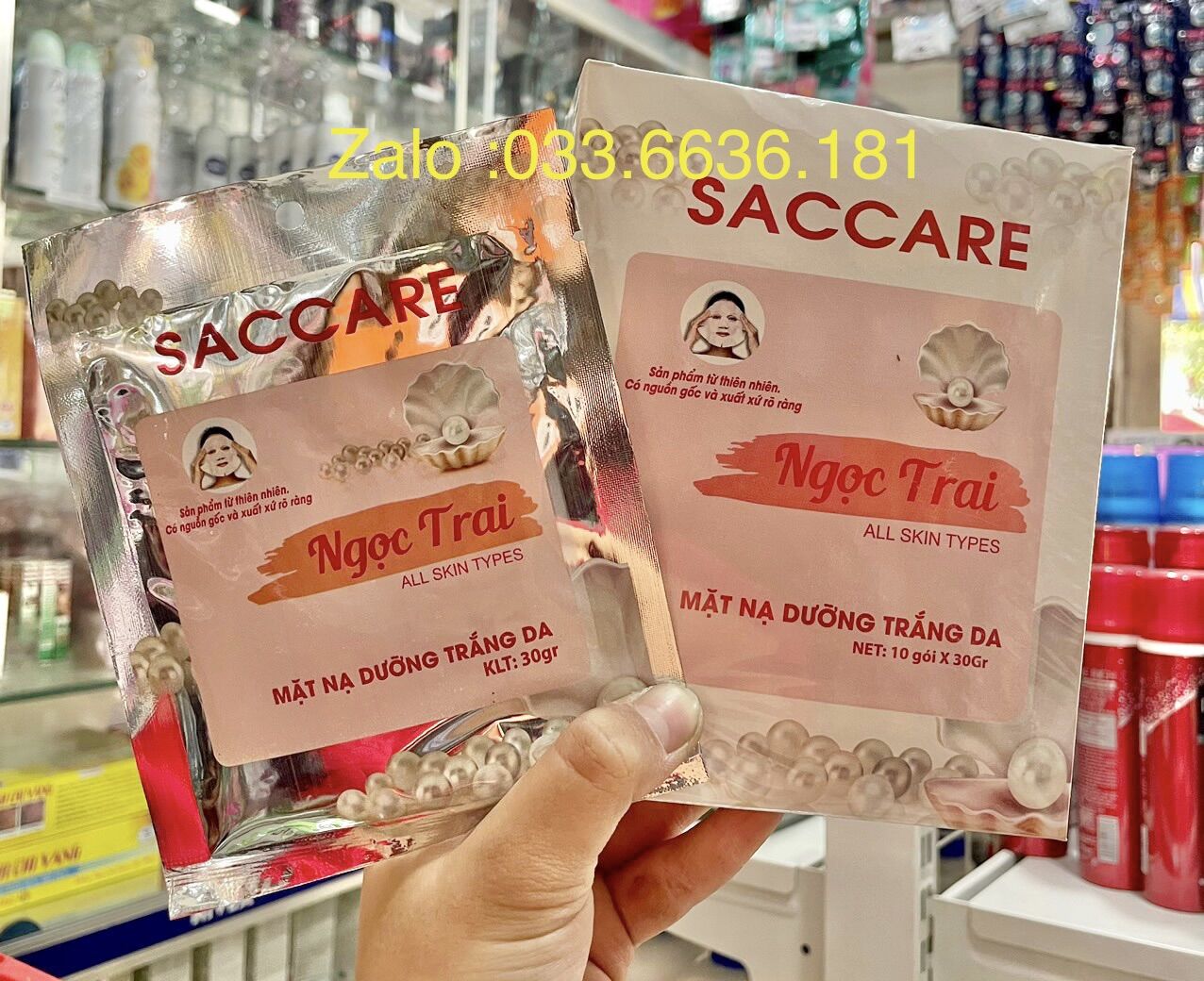 Sỉ hộp 10 miếng mặt nạ saccare Ngọc tr.ai dưỡng trắng da