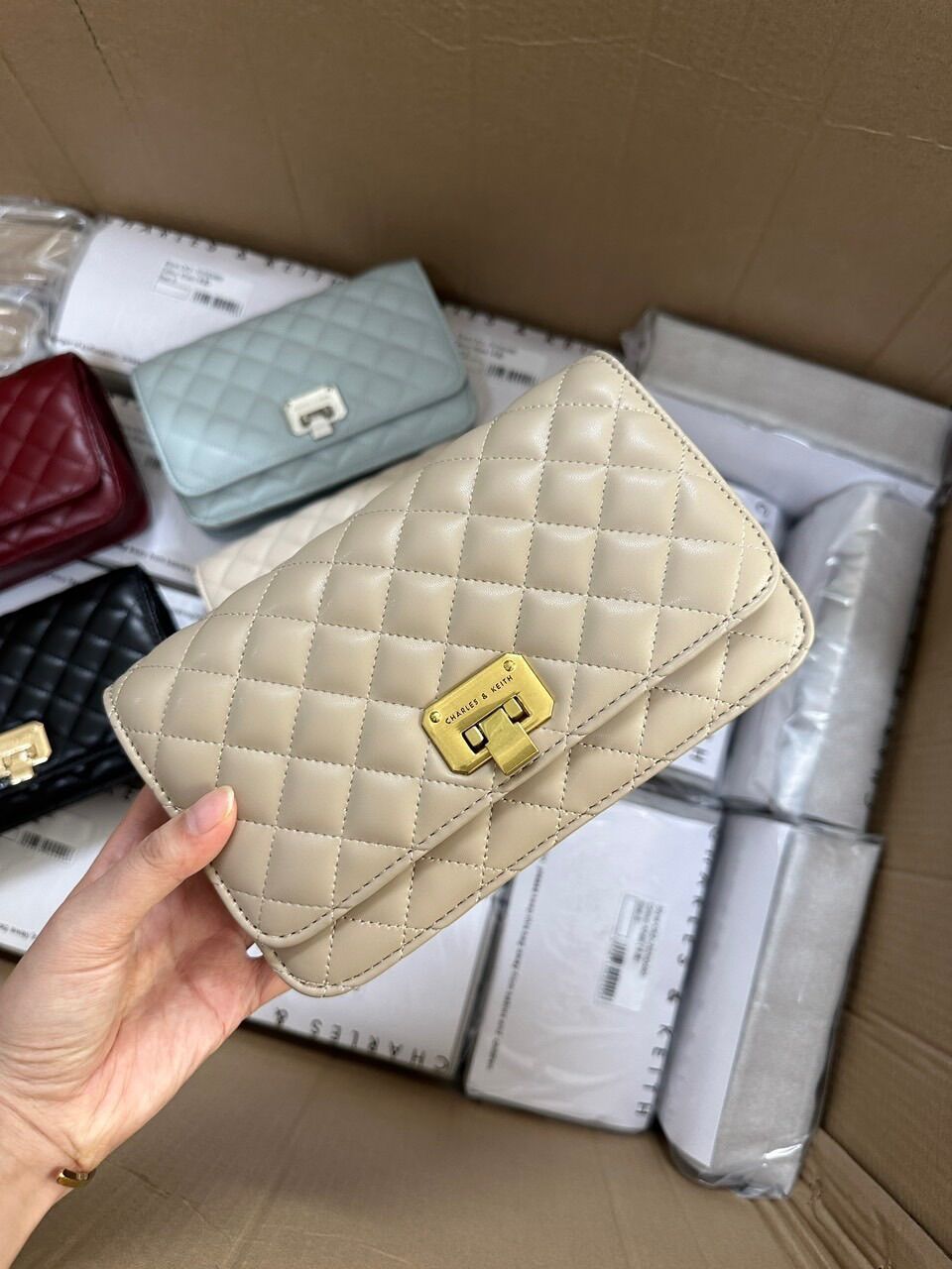 Túi cnk trám khoá gập hàng loại 1 size 20 ảnh thật