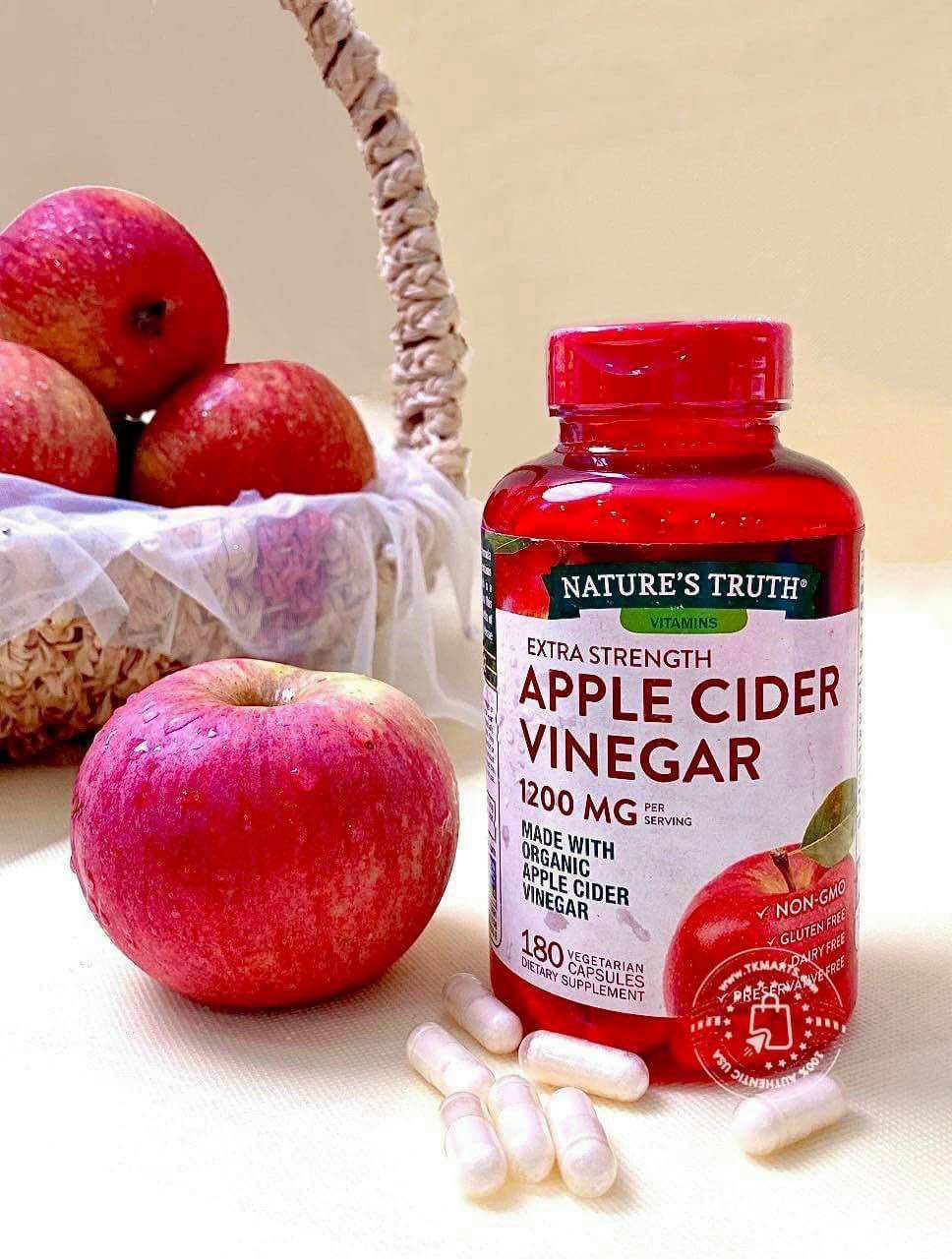 Viên uống giảm cân giấm táo - APPLE CIDER VINEGAR 1200mg hộp 180 viên Chính hãng