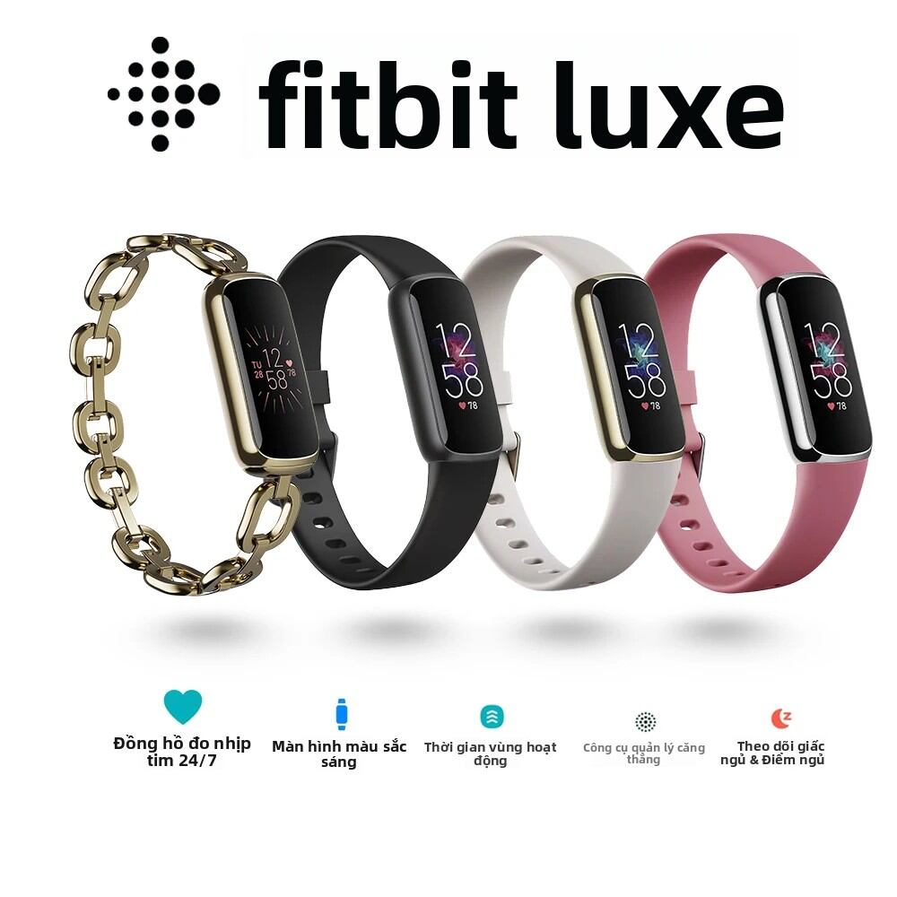 Vòng Đeo Tay Thông Minh Fitbit Luxe Màn Hình AMOLED Theo Dõi Nhịp Tim 24/7 Theo Dõi Giấc Ngủ SpO2 Theo Dõi Căng Thẳng Máy Theo Dõi Thể Dục Chống Nước Cho Android & iOS