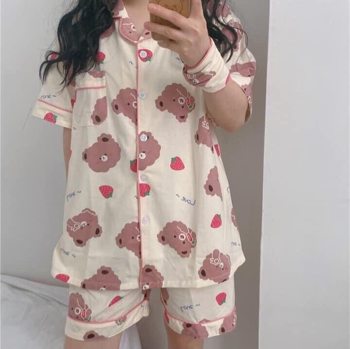 Bộ ngủ gấu Bear pijama kate lụa loại 1 yêu luôn