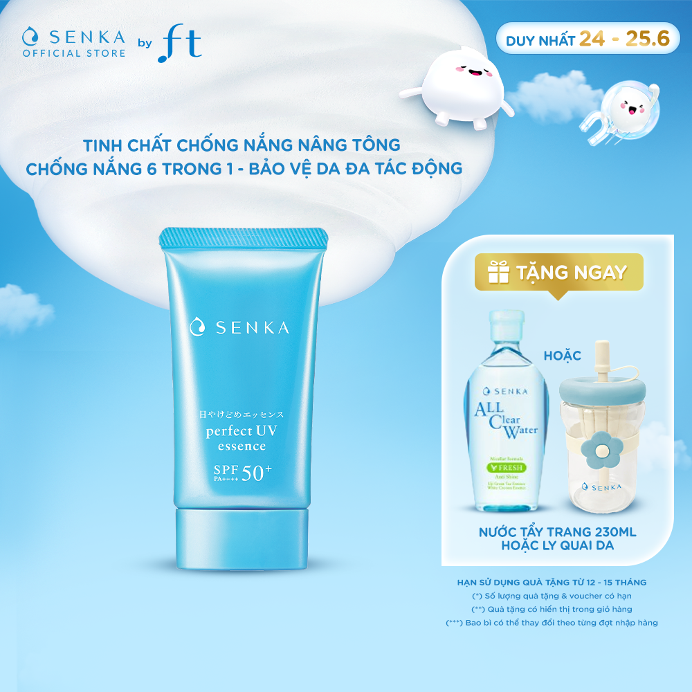 ​Kem chống nắng NÂNG TÔNG dạng tinh chất Senka Perfect UV Essence 50g