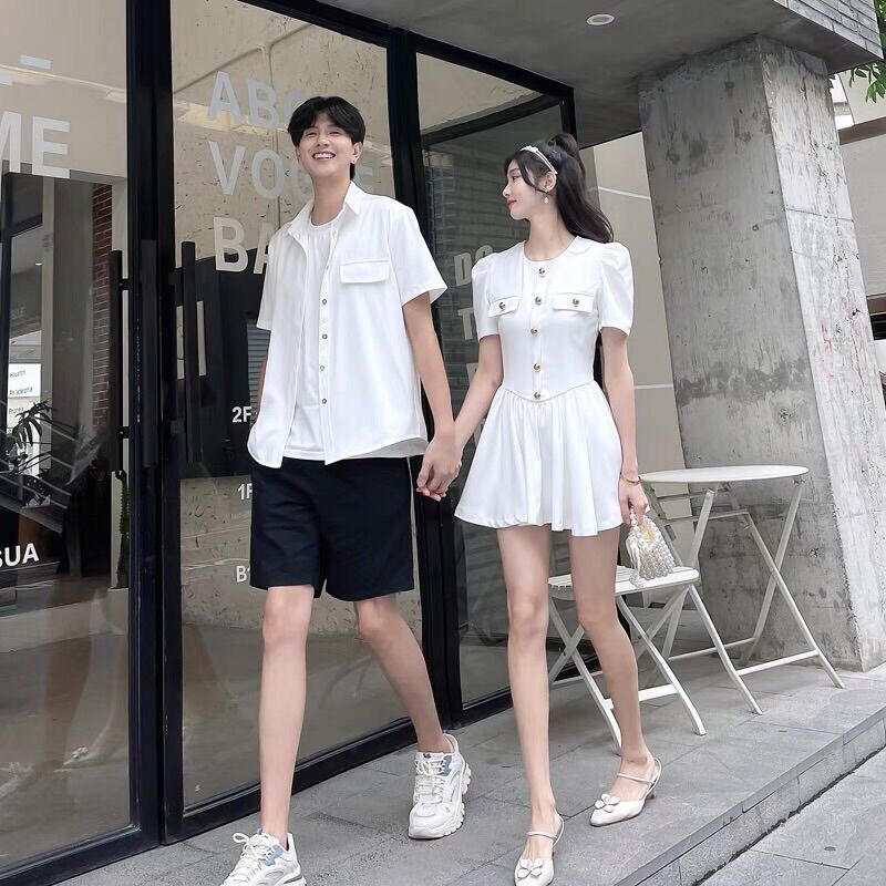 Set đồ đôi sơmi nam váy nữ dự tiệc, chụp ảnh cưới