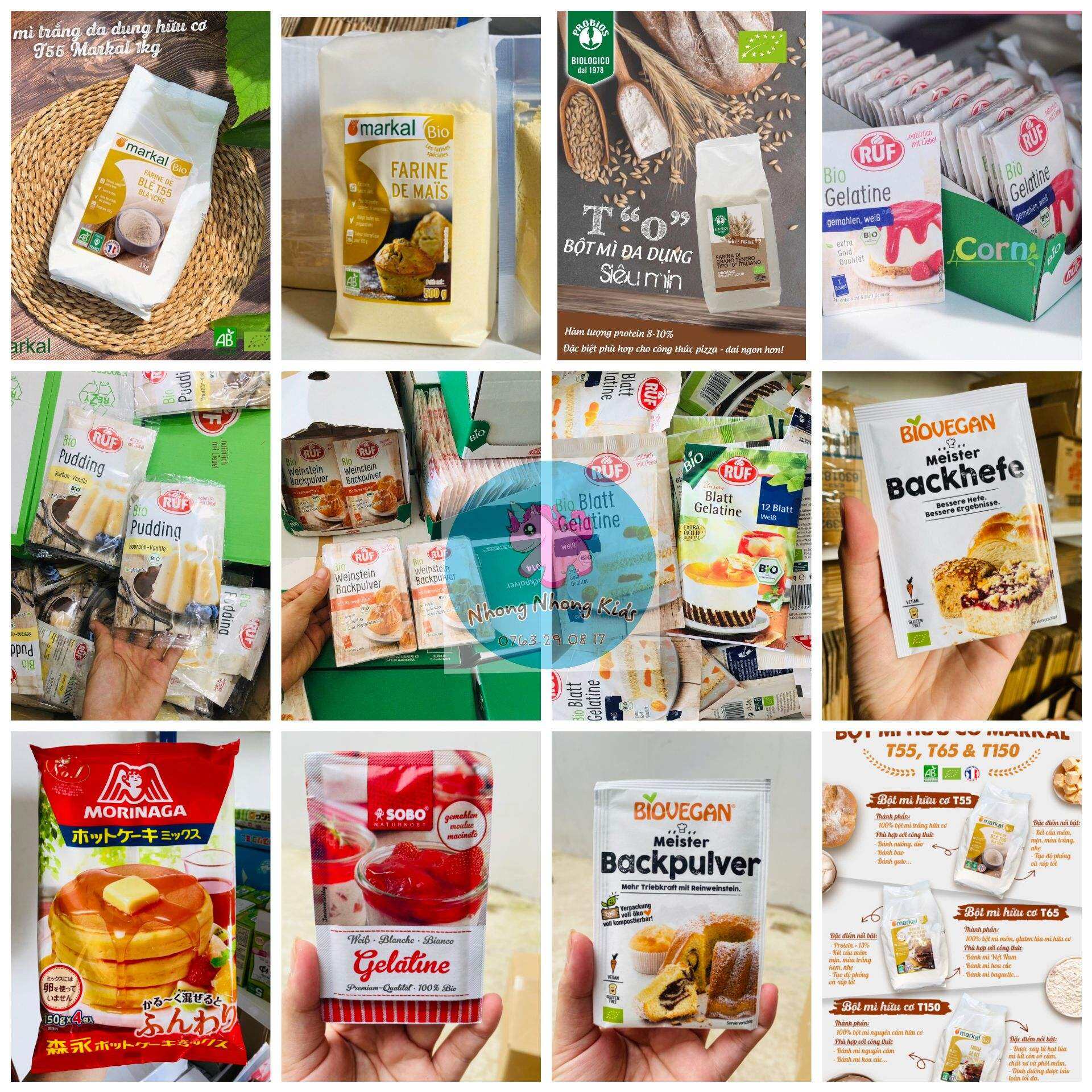 Bột Làm Bánh hữu cơ Bột Mì Bột Bắp Gelatine đủ loại cho bé ăn dặm (gói zip lẻ)