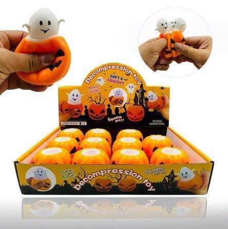 Đồ chơi Squishy Halloween trái bí, đầu lâu.