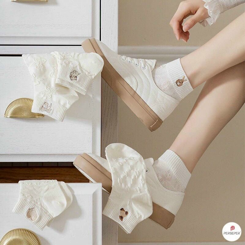 Tất trắng - set 10 đôi tất gấu trắng