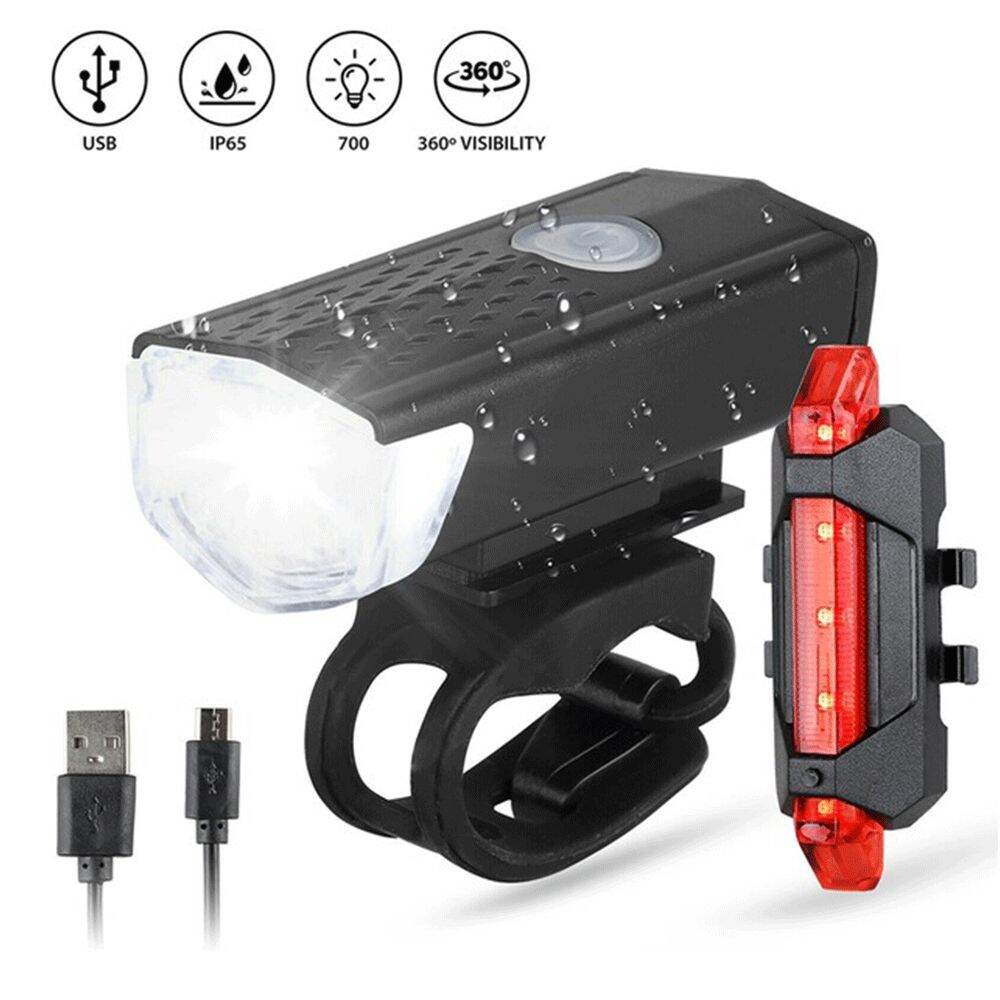 Phụ Kiện Xe Đạp (Bộ 2 Trong 1) Đèn Xe Đạp 3 Chế Độ Bộ Sạc LED USB Đèn Cảnh Báo Đèn Pha Trước Xe Đạp Leo Núi