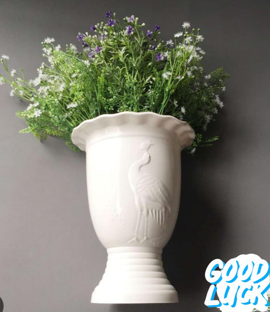 chậu ly chân đế hoa văn con cò size lớn 22x29cm