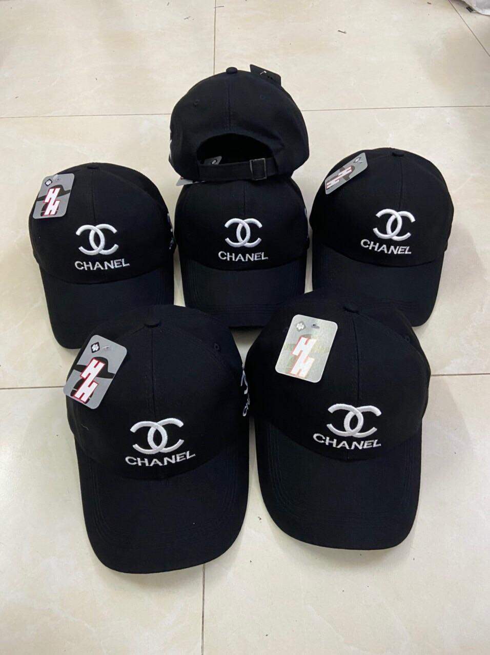 Nón kết kaki đen thêu nhiều logo