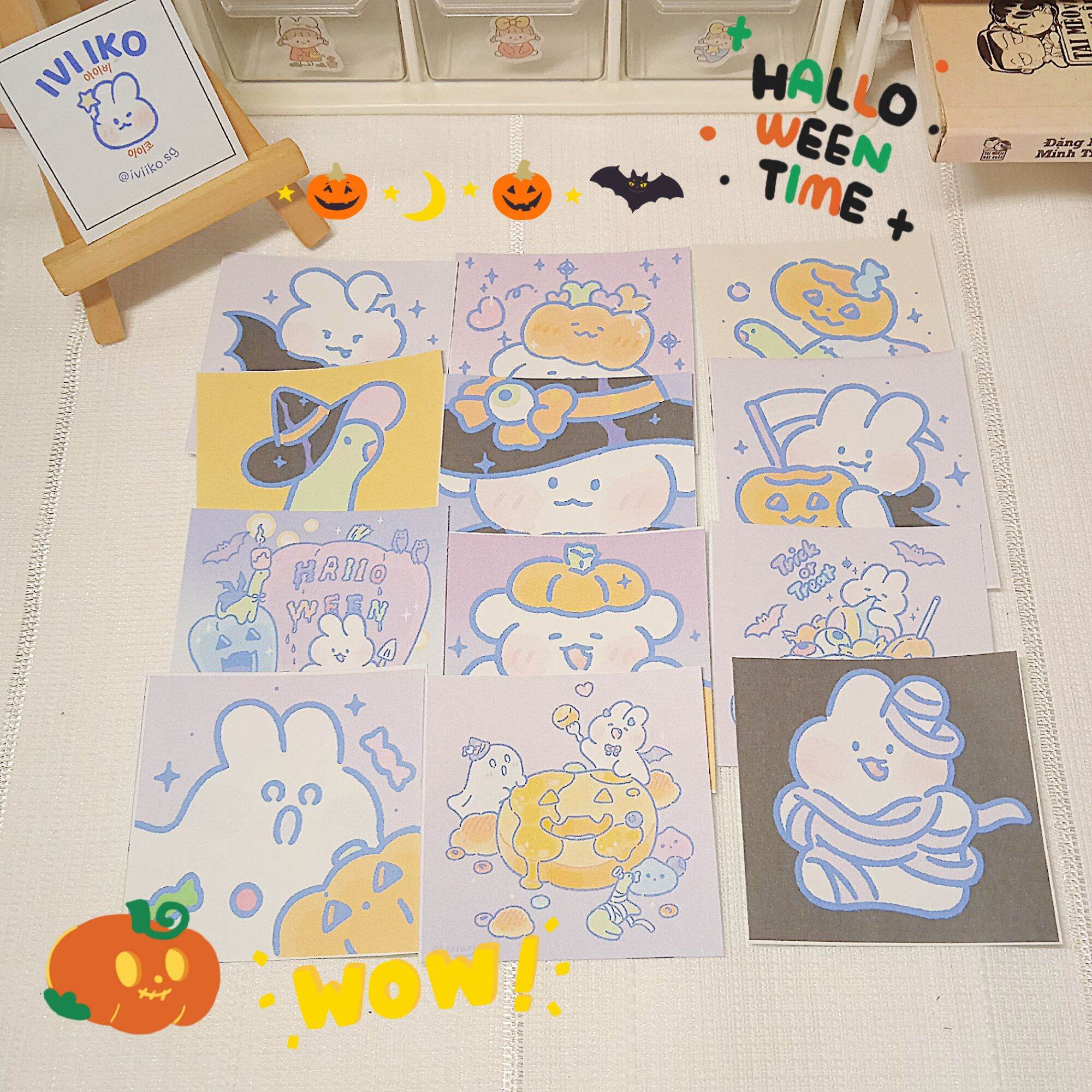 Set 12 sticker Halloween & Thỏ (6,5x6,5cm) | IVI IKO