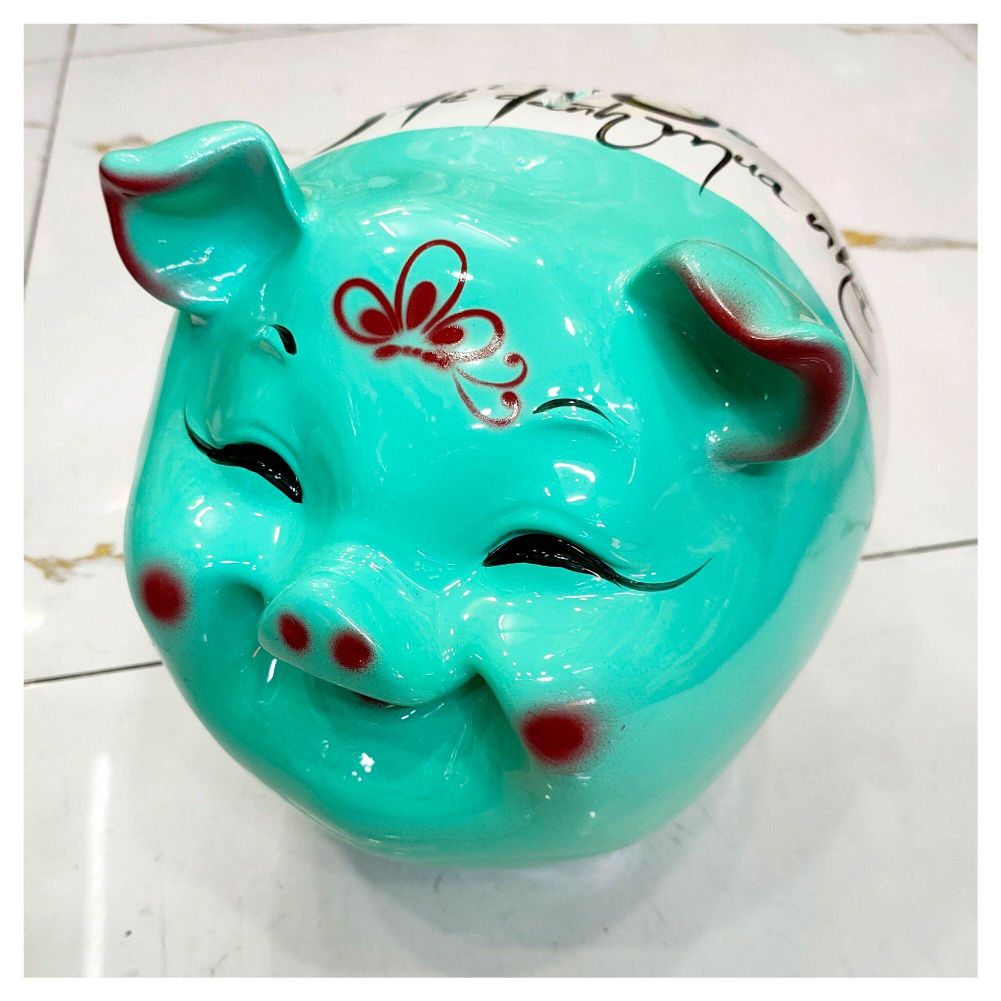 heo đất tiết kiệm HEO CƯỜI NHIỀU MÀU (cao 20 cm dài 20 cm chứa được 1000 tờ tiền)