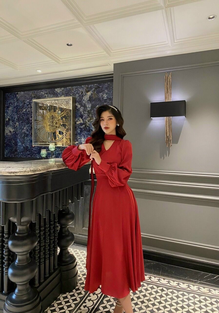 ĐẦM NỮ ĐỎ VẢI LỤA CAO CẤP