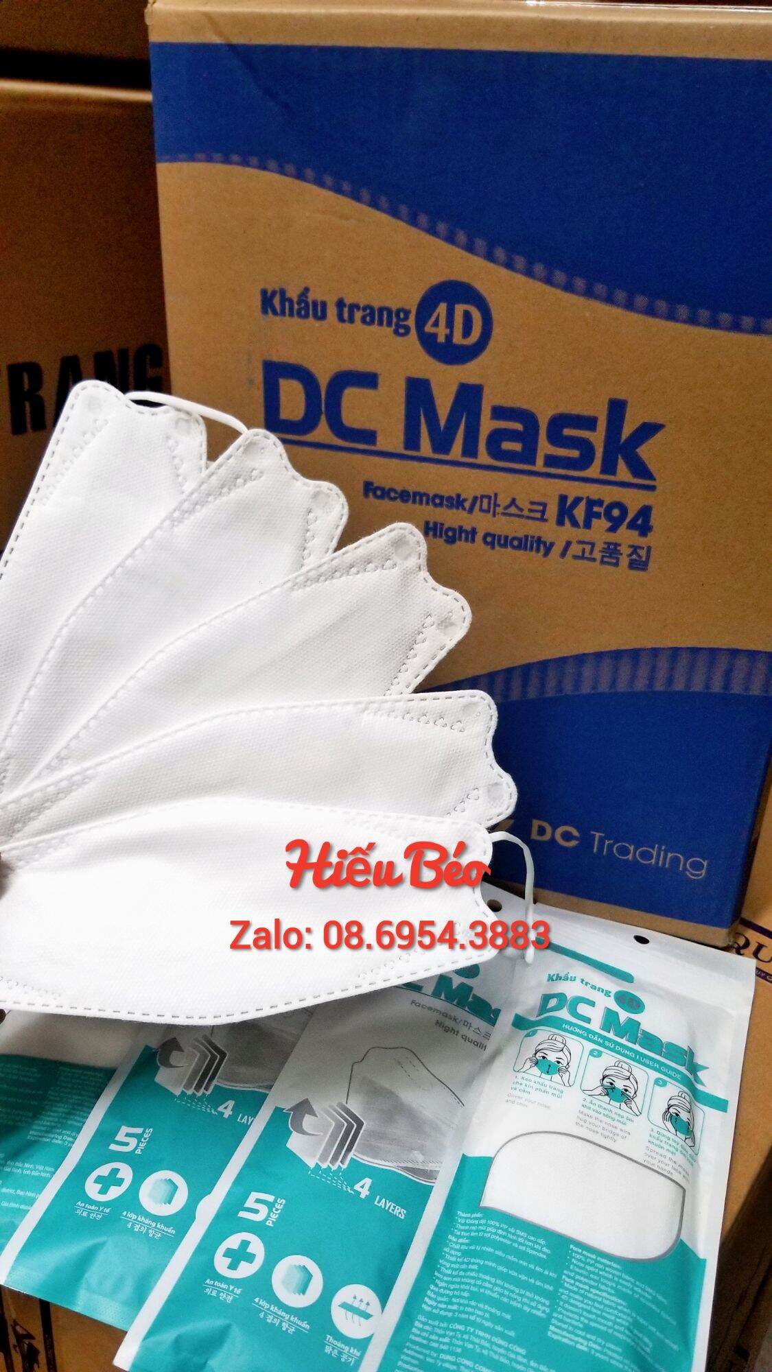 (kf94) khẩu trang 4d màu trắng combo 50 chiếc công nghệ hàn quốc