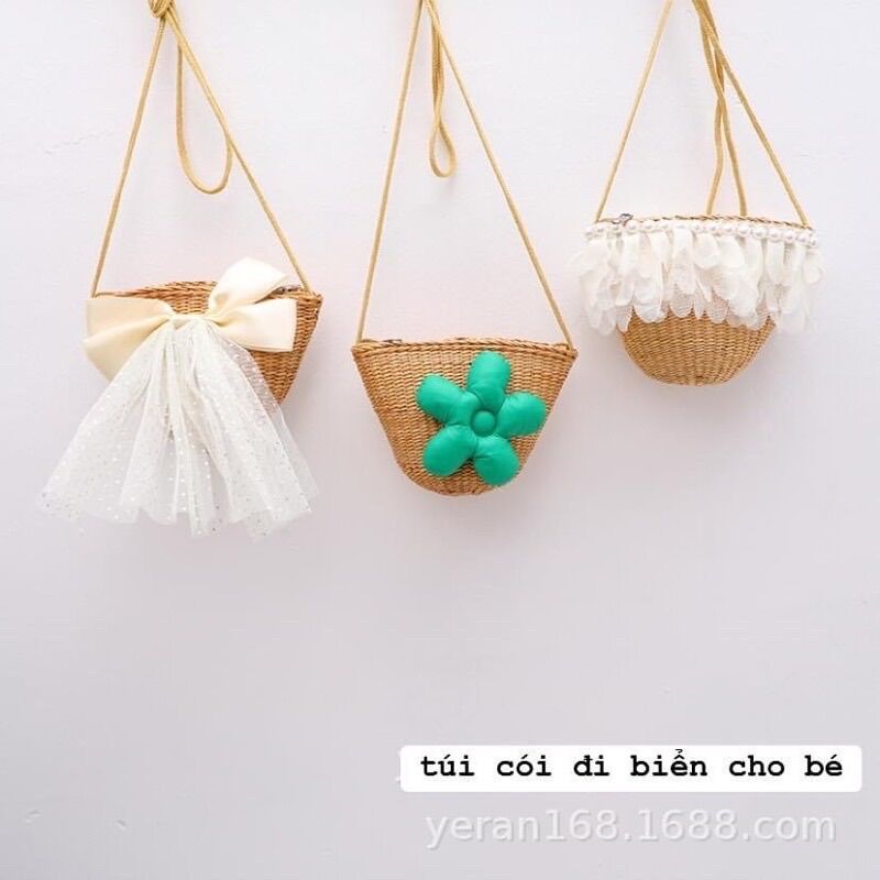 Túi cói mini đi biển cho bé gái