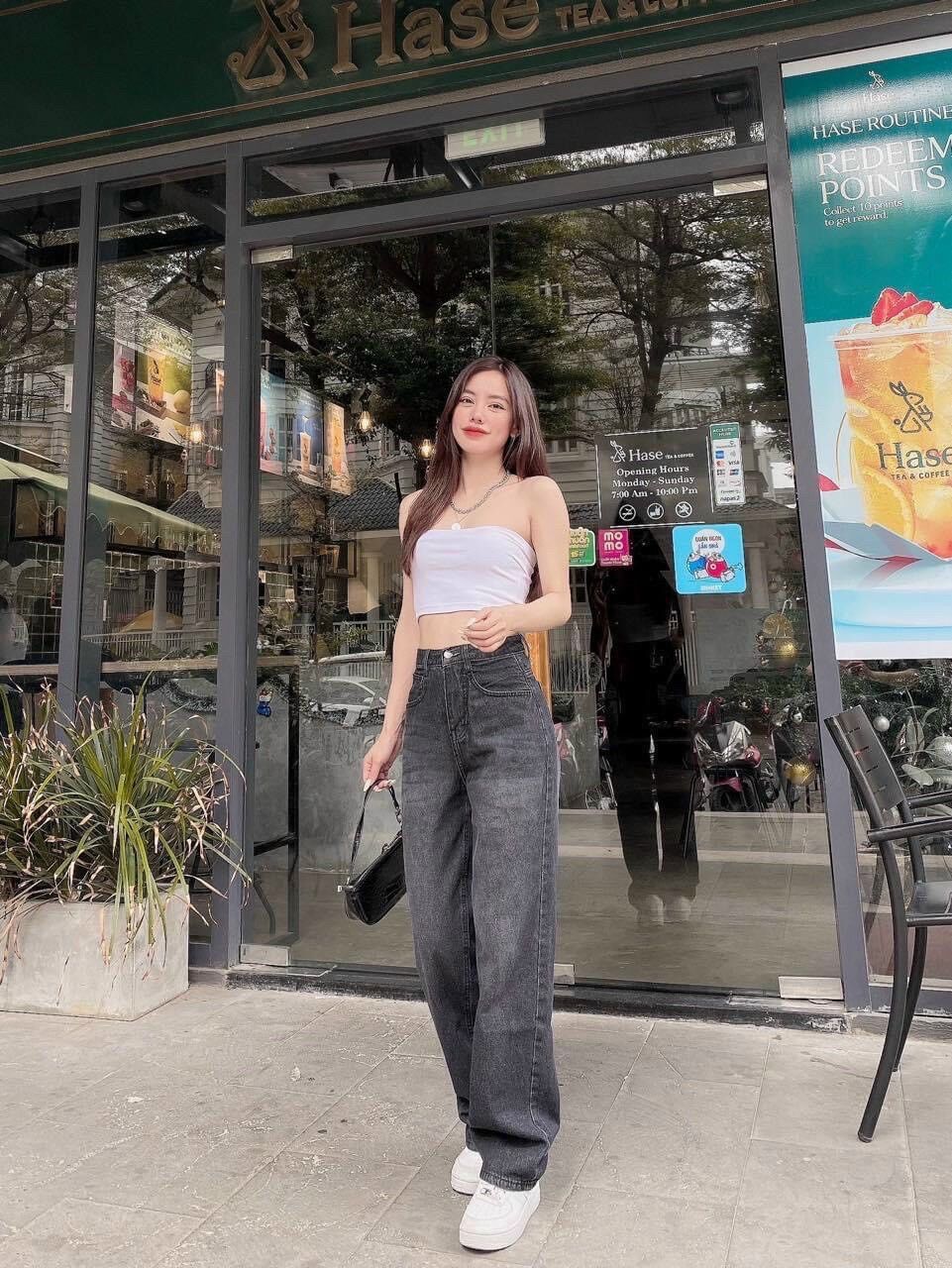 Baggy Jeans Lưng Cao Ống Suông