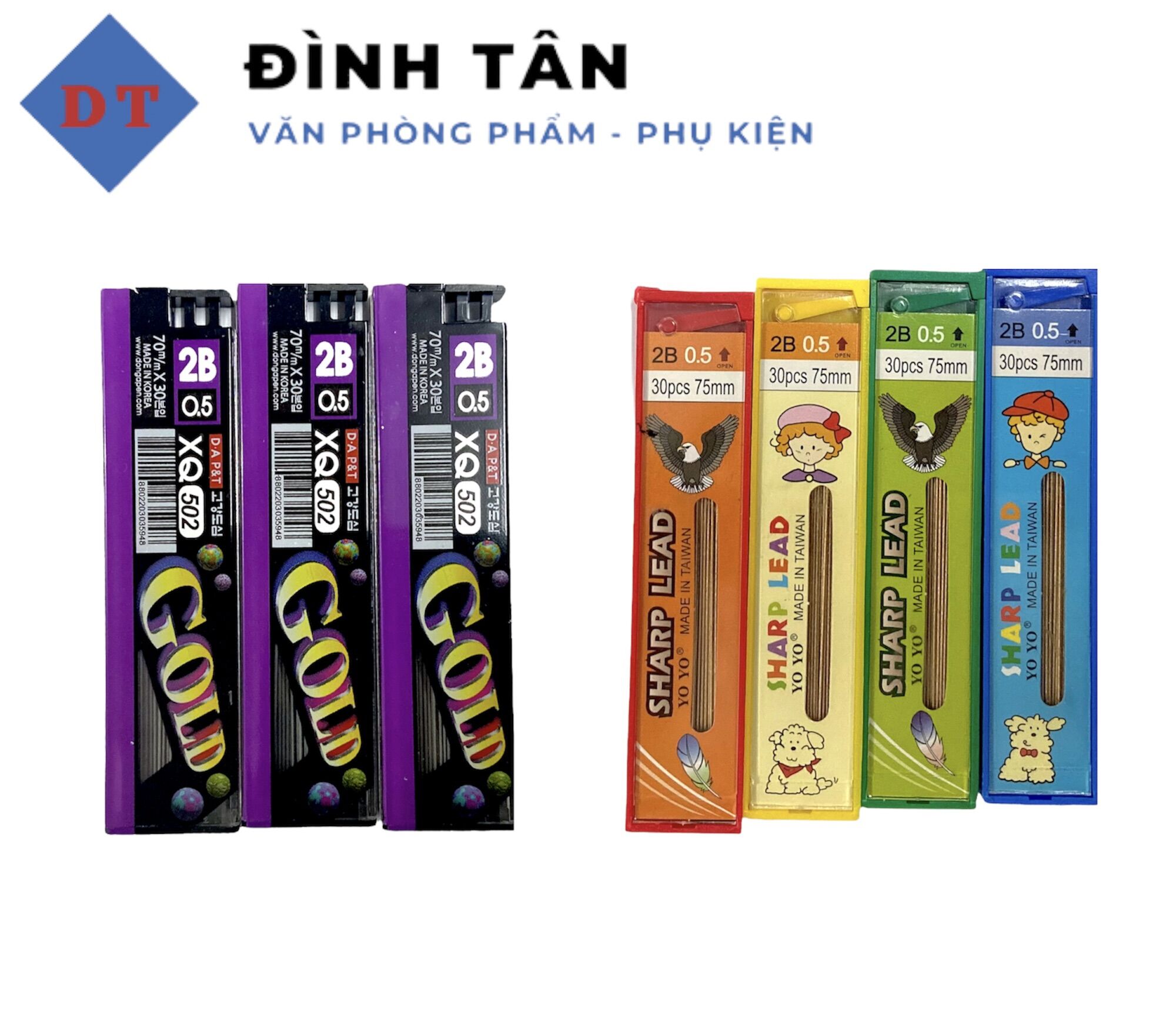 Ruột bút chì bấm gold 0.5mm, ruột bút chì sharp lead yoyo 0.5mm - ruột chì bấm sharp lead tatomo 0.7 mm - ngòi bút chì 0.5 - 0.7