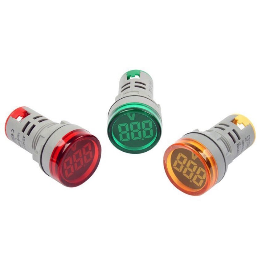 Đèn báo pha hiển thị điện áp Volt màu xanh_đỏ_vàng phi 22mm