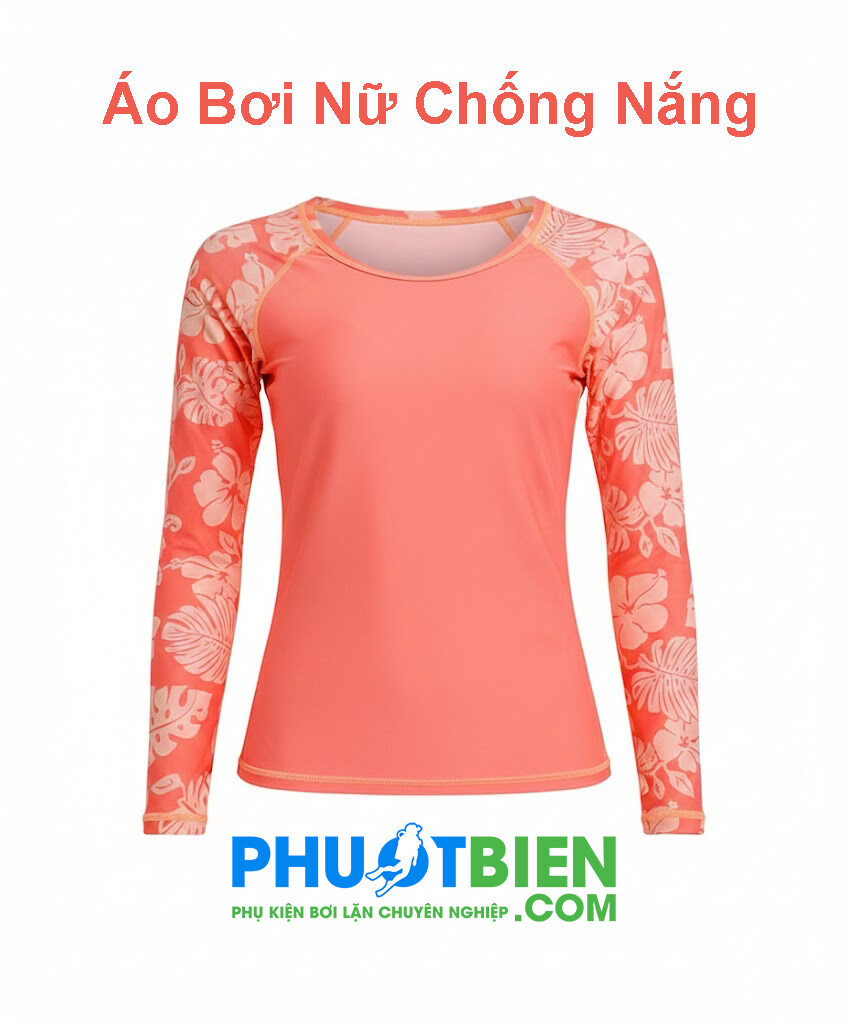 Hãng SBART Xả Hàng Áo Bơi Nữ Tay Dài Chống Nắng Vàng Cam QA003