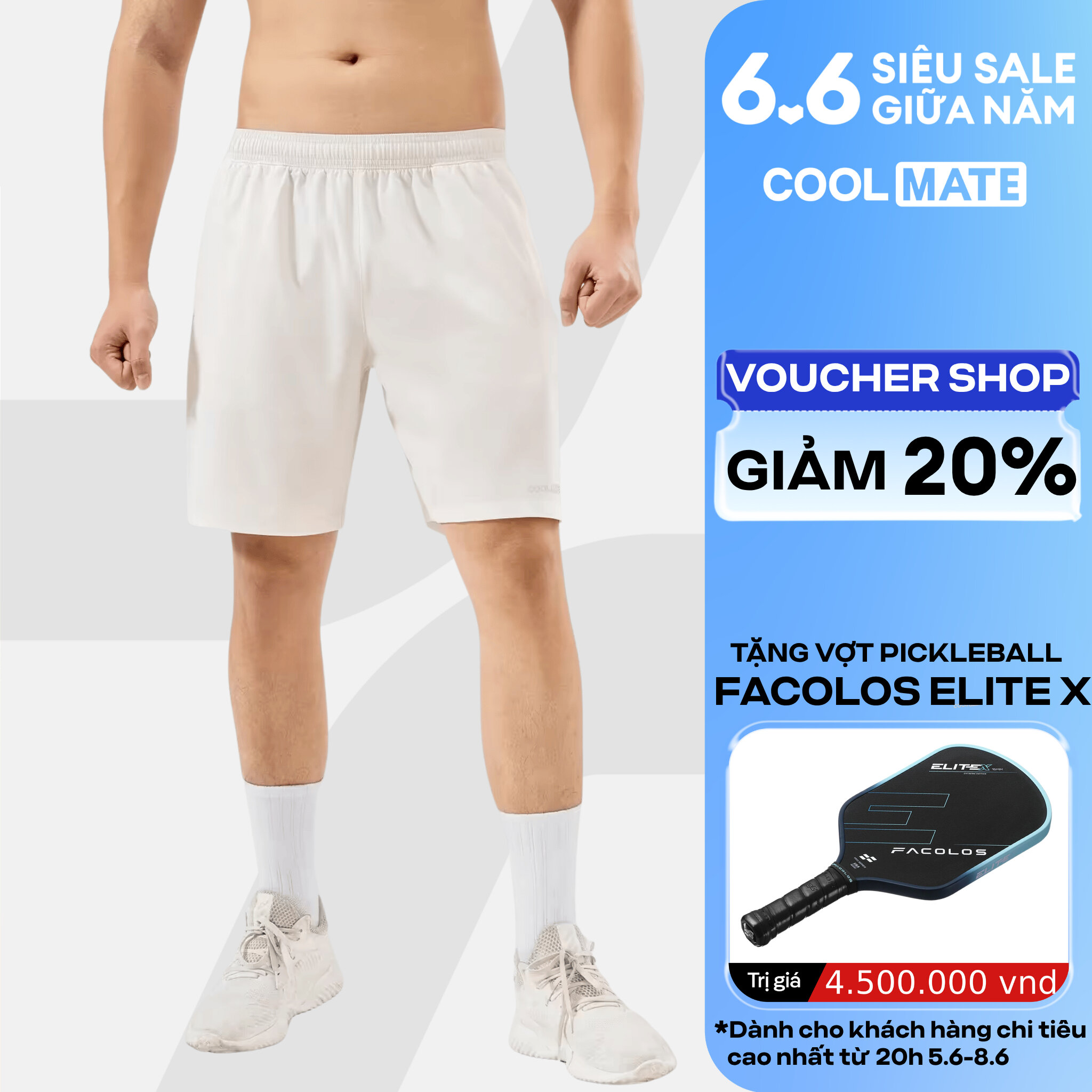Quần Shorts thể thao nam 7 inch đa năng tập Gym, Tennis, Pickleball (có túi khoá kéo) thoải mái, thấm hút, thoáng khí Coolmate