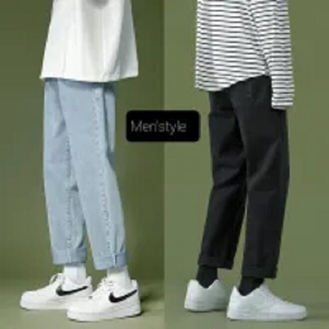 Quần Jean rách gấu gối baggy dáng đứng ống suông rộng đen trắng nam nữ Ulzzang ELMEN 2022