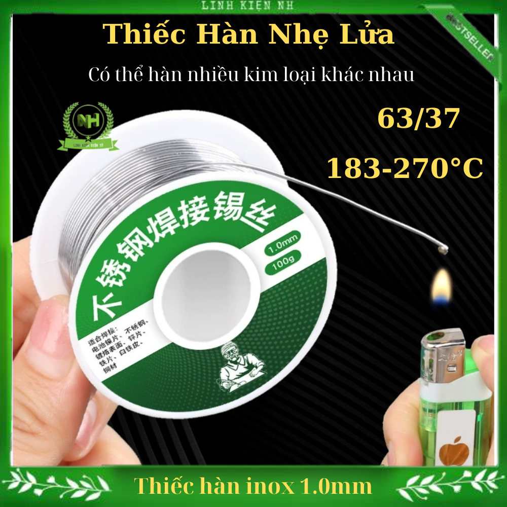 Thiếc hàn không chì nhẹ lửa 63/37 có thể hàn thép không gỉ