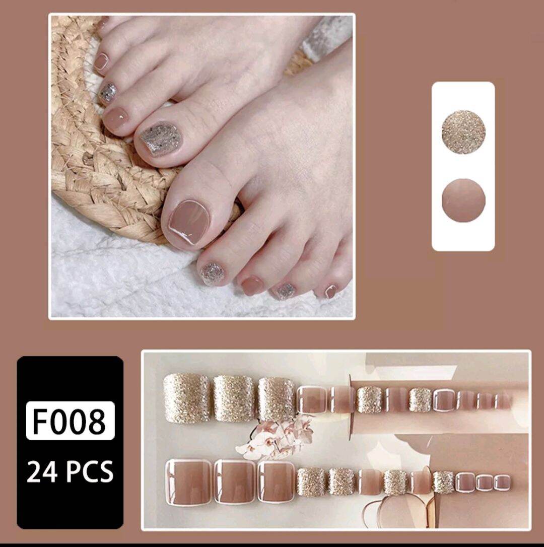 Bộ 24 móng chân giả tặng kèm 2 miếng dán móng