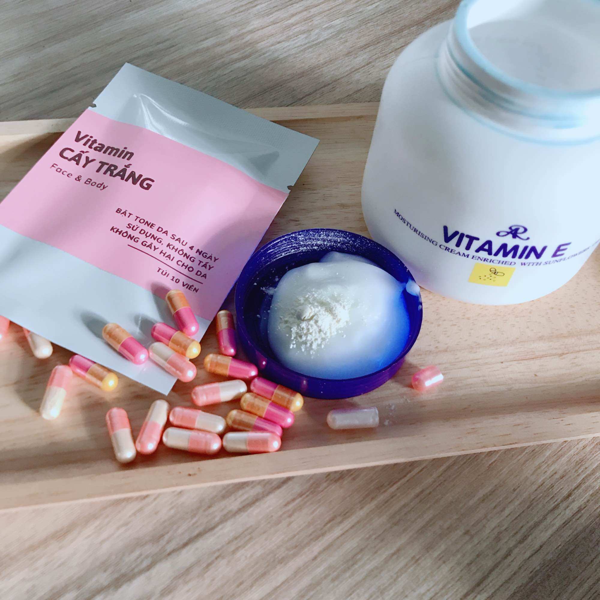 30 Viên Kích Trắng Pha Kem body, sữa tắm, mỹ phẩm các loại bật tone da nhanh