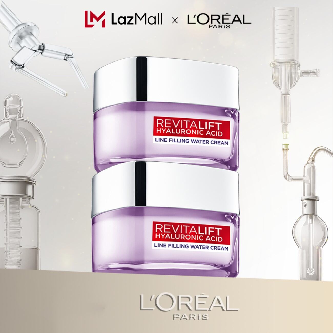 Bộ 2 kem dưỡng siêu cấp ẩm & giảm nếp nhăn L'Oreal Paris Revitalift Hyaluronic Acid 50ml