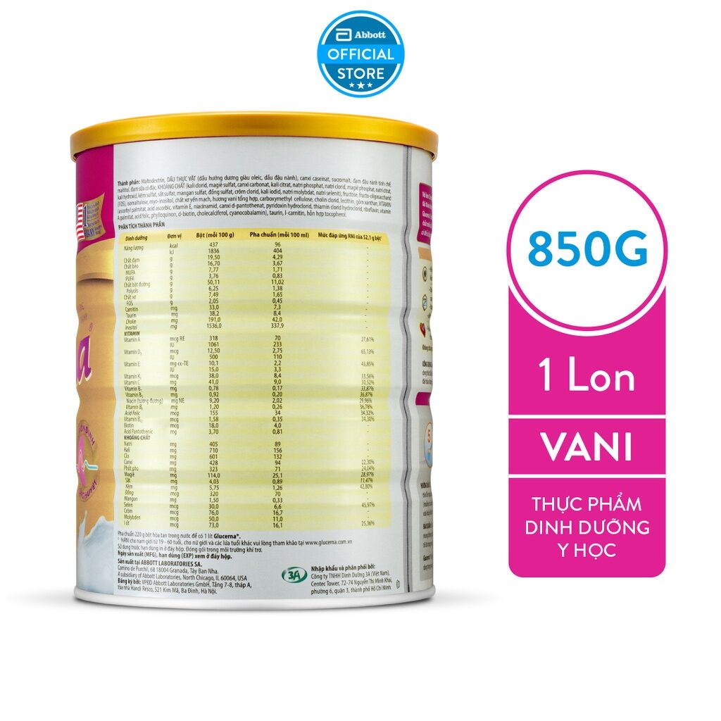 [Date 2025] Sữa Glucerna lon 850g cho người tiểu đường