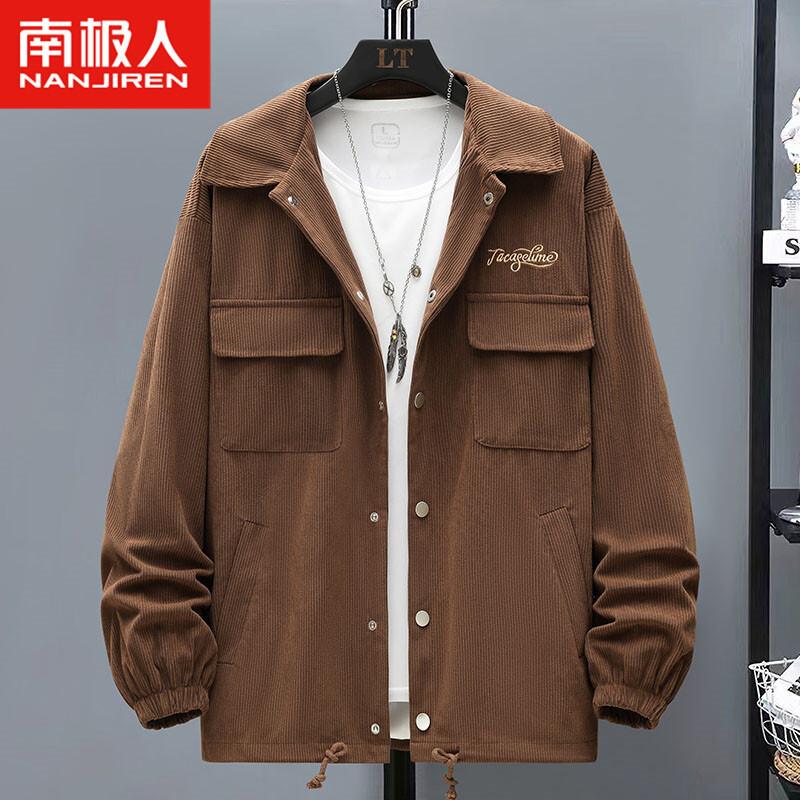 Áo Khoác Nhung Kẻ Nanjiren Áo Mẫu Hot Mẫu Mới 2023 Xuân Thu Cho Nam Áo Jacket Quần Áo Mùa Thu Đông Sành Điệu Cổ Lật