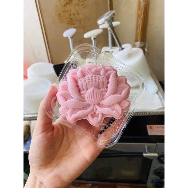 Khuôn trung thu lò xo 150gr 3D hoa sen [LOẠI ĐẸP]