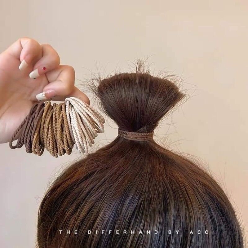 Hộp 100 dây cột tóc cao su co giãn tốt