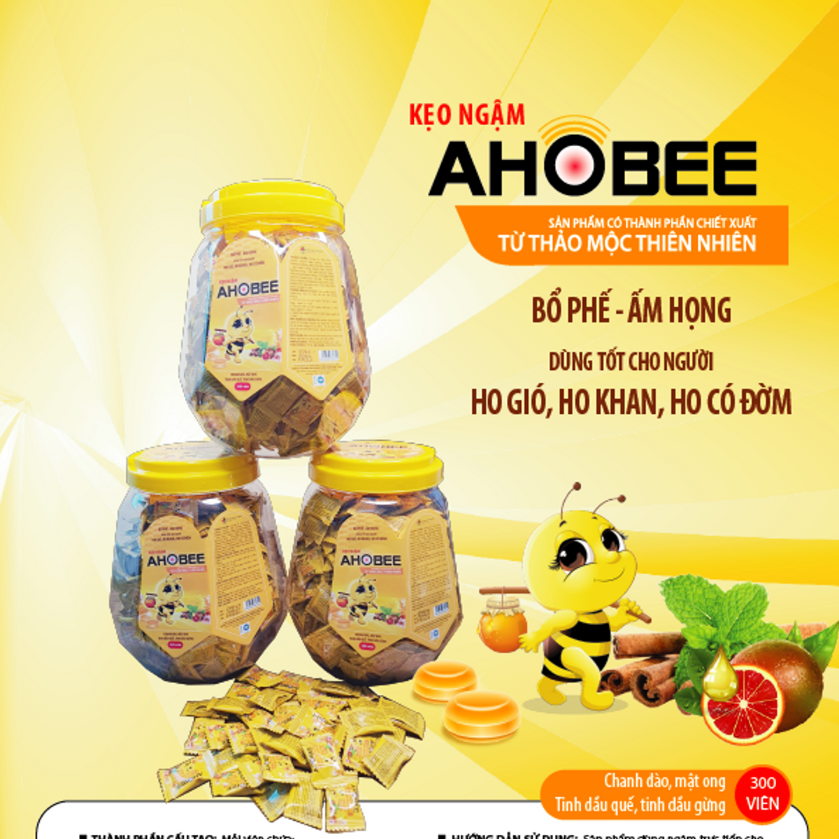 Kẹo Ngậm Giảm Ho Ahobee - Sản phẩm dùng tốt cho người bị ho khan, ho gió, ho ngứa rát cổ họng, ho do viêm họng, ho có đờm, ho do cảm lạnh, người ho do thay đổi thời tiết, giúp bổ phế làm ấm họng.