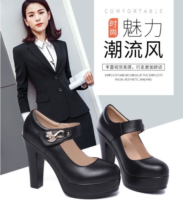 Giày cao gót quai dán đính phụ kiện da cao cấp
