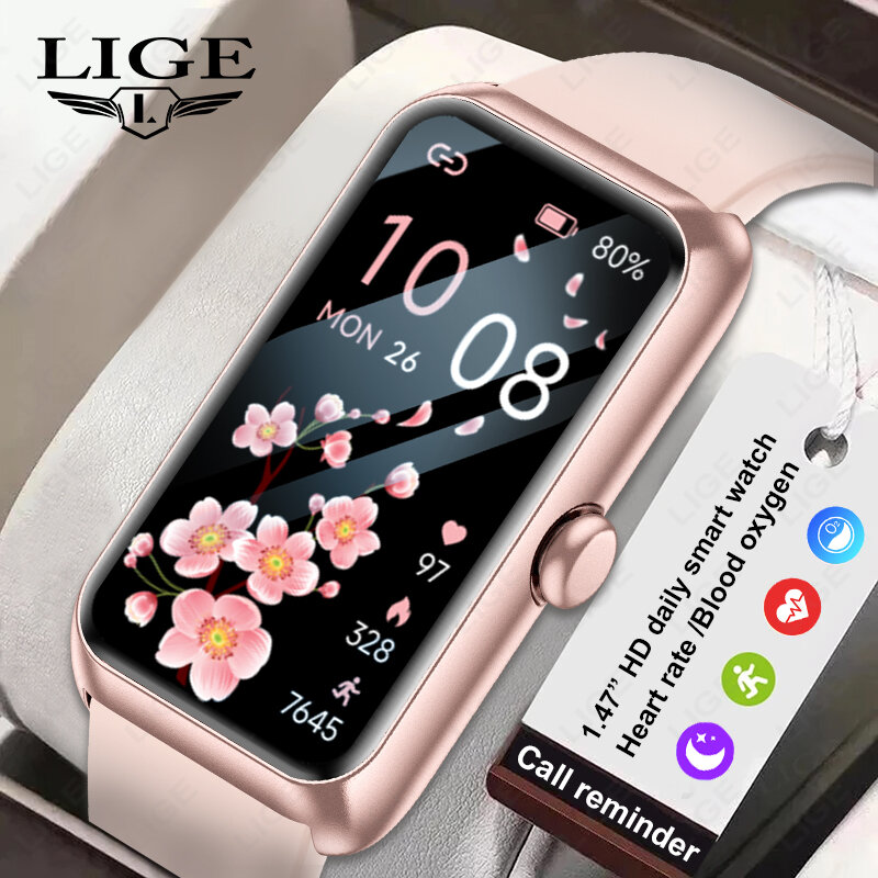 LIGE | Đồng Hồ Thông Minh Mới 2026, Màn Hình 1.47 Inch, Đo Nhịp Tim & Oxy Máu, Theo Dõi Giấc Ngủ, Hỗ Trợ Nhiều Môn Thể Thao, Dành Cho Cả Nam Và Nữ, Thông Báo Thông Tin Sức Khỏe