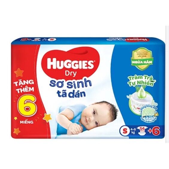 Tã dán huggies S54 mẫu mới tặng 6 miếng
