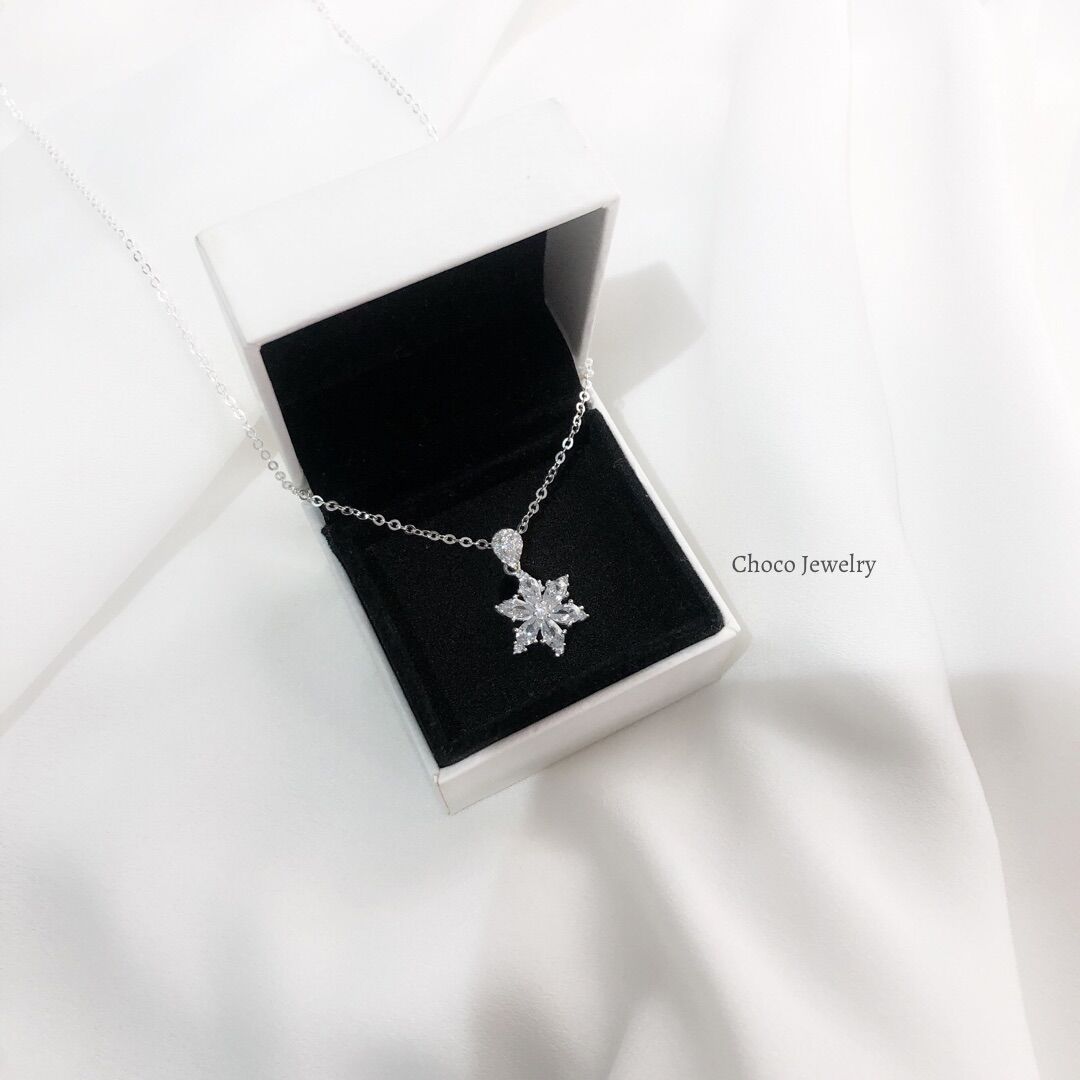 Dây chuyền bạc hoa đá Choco Jewelry