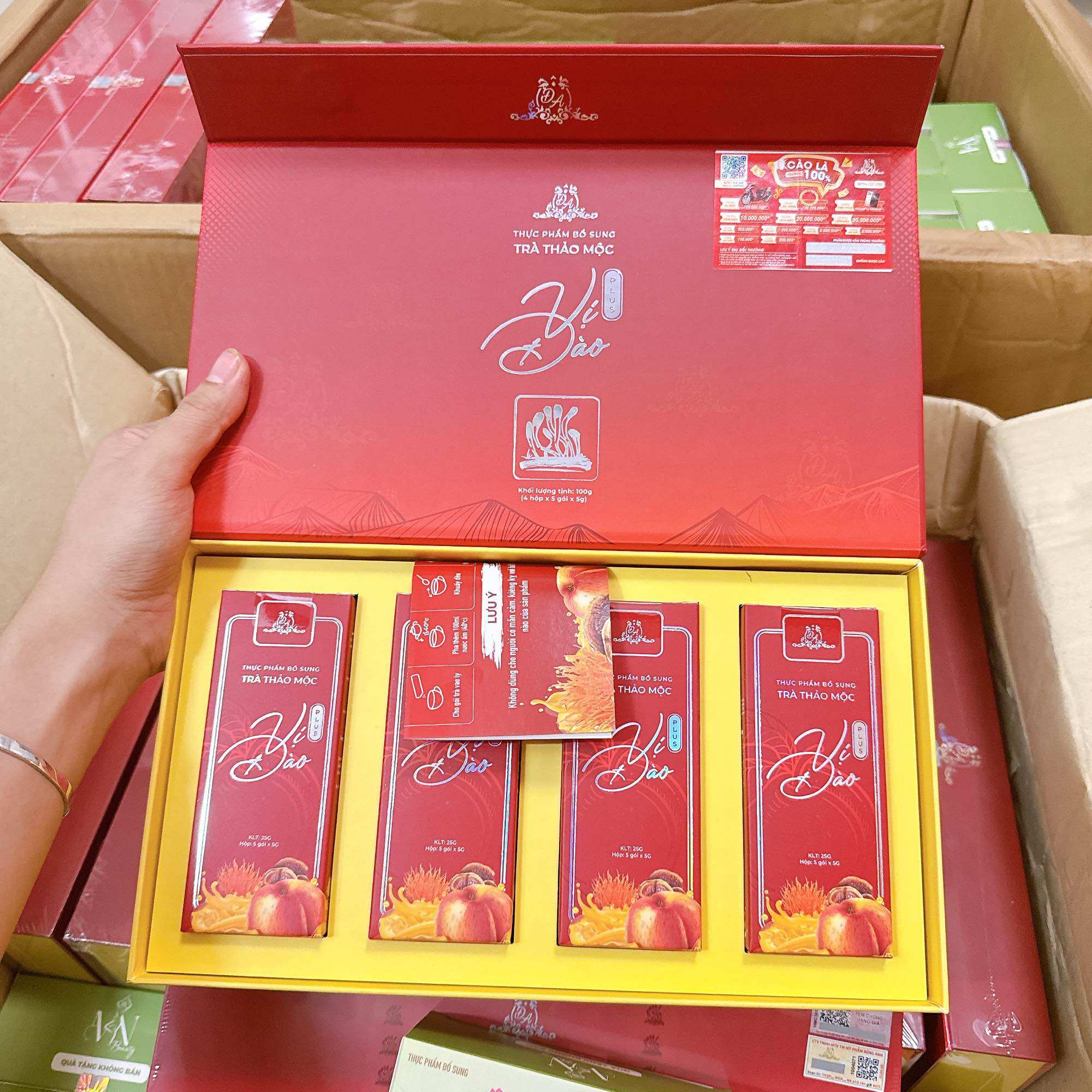 Mẫu mới (tặng 1 Trà sen Cô Ba)Trà Thảo mộc vị Đào giảm cân đông anh chính hãng hộp 20 gói
