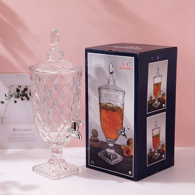 Bình thuỷ tinh đựng nước 3 lít có vòi , Bình đựng nước hoa quả bằng thuỷ tinh 3 lít Huydecor