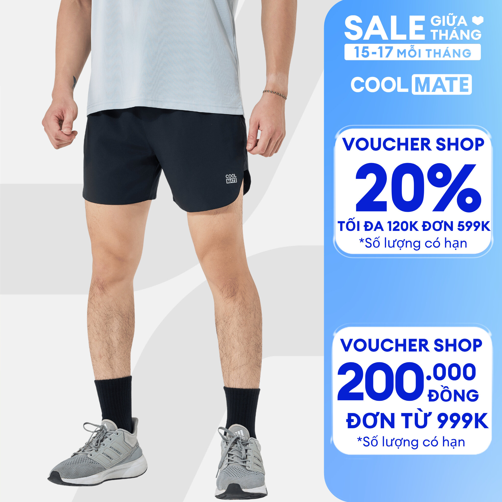 Quần thể thao nam ngắn Maxcool thoáng mát chạy bộ, tập gym vận động - Coolmate