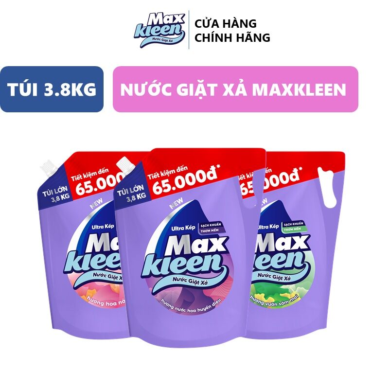 Túi nước giặt xả Max kleen 3,6kg,3,8kg