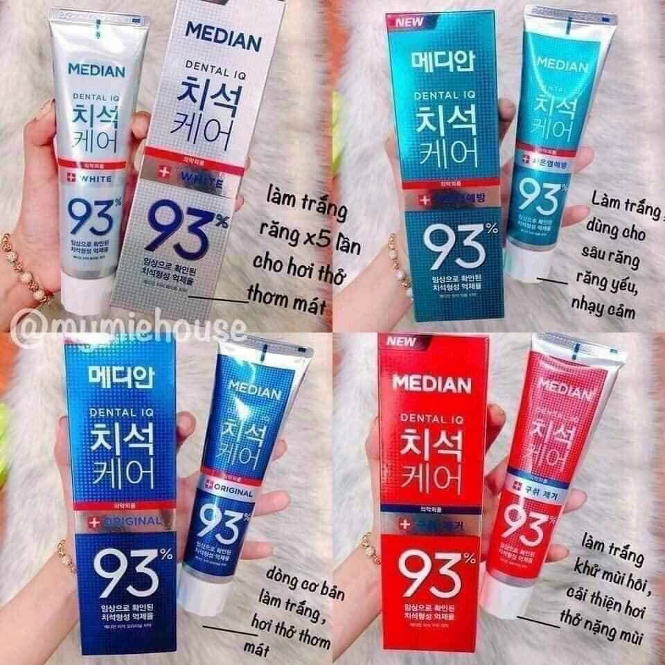 Kem đánh răng median 93% Hàn Quốc vỉ 3 tuýp có mix màu