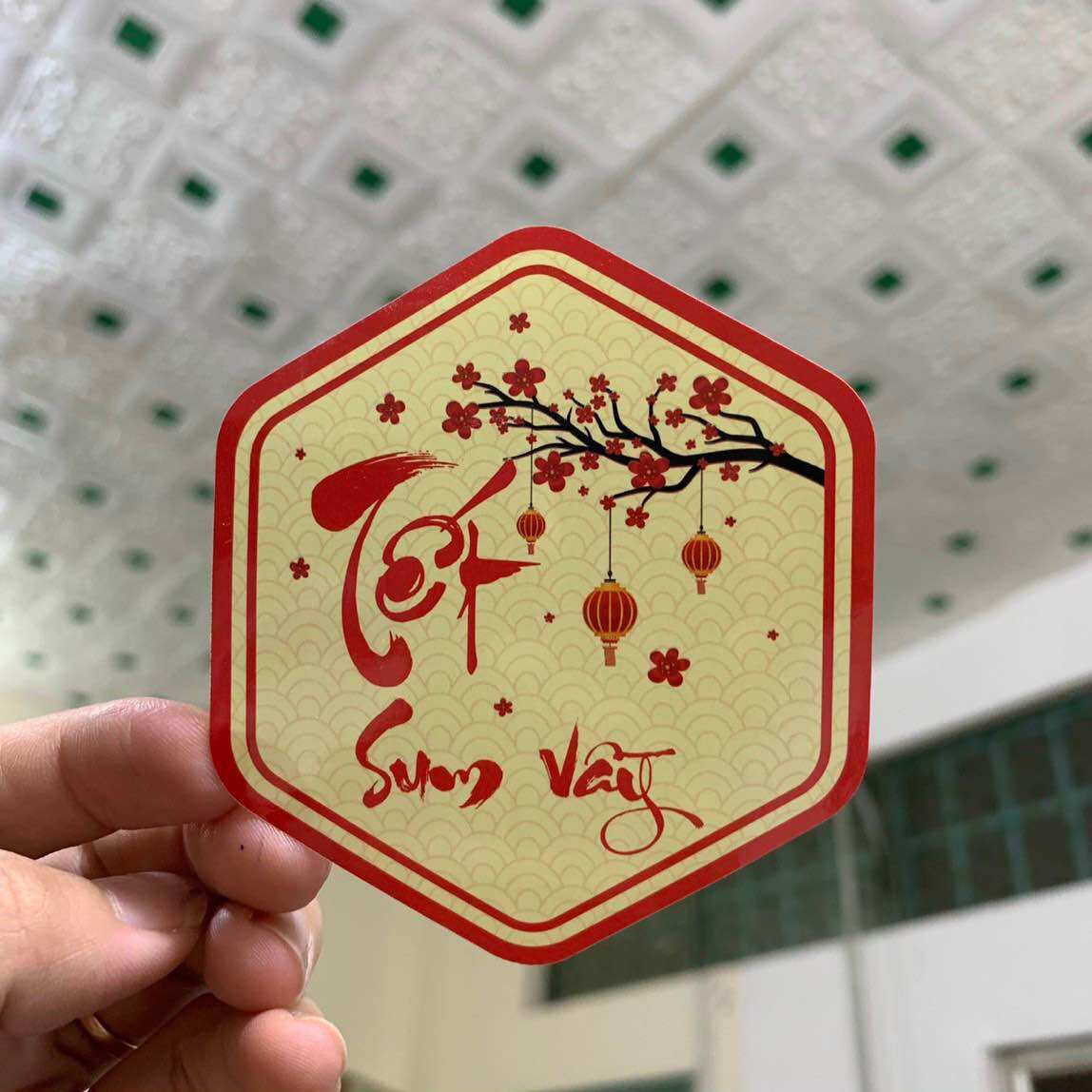 100 tem lục giác tết sum vầy, an khang, như ý, an nhiên, phát tài … 7x8cm hàng có sẵn giá rẻ