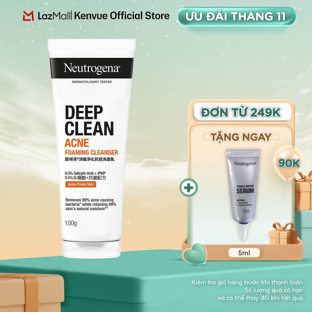 Sữa rửa mặt NGỪA MỤN Neutrogena Deep Clean Acne Cleanser 100g