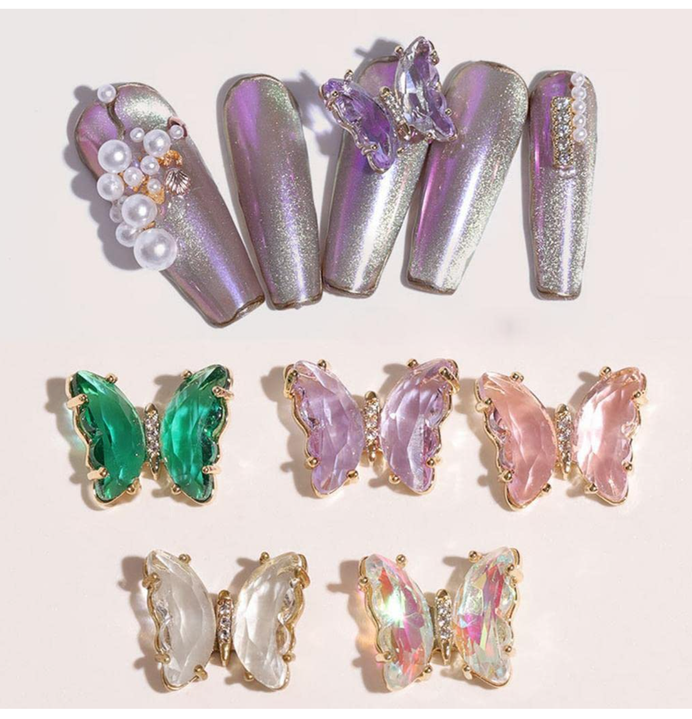 Charm bướm đá đính móng trang trí nail