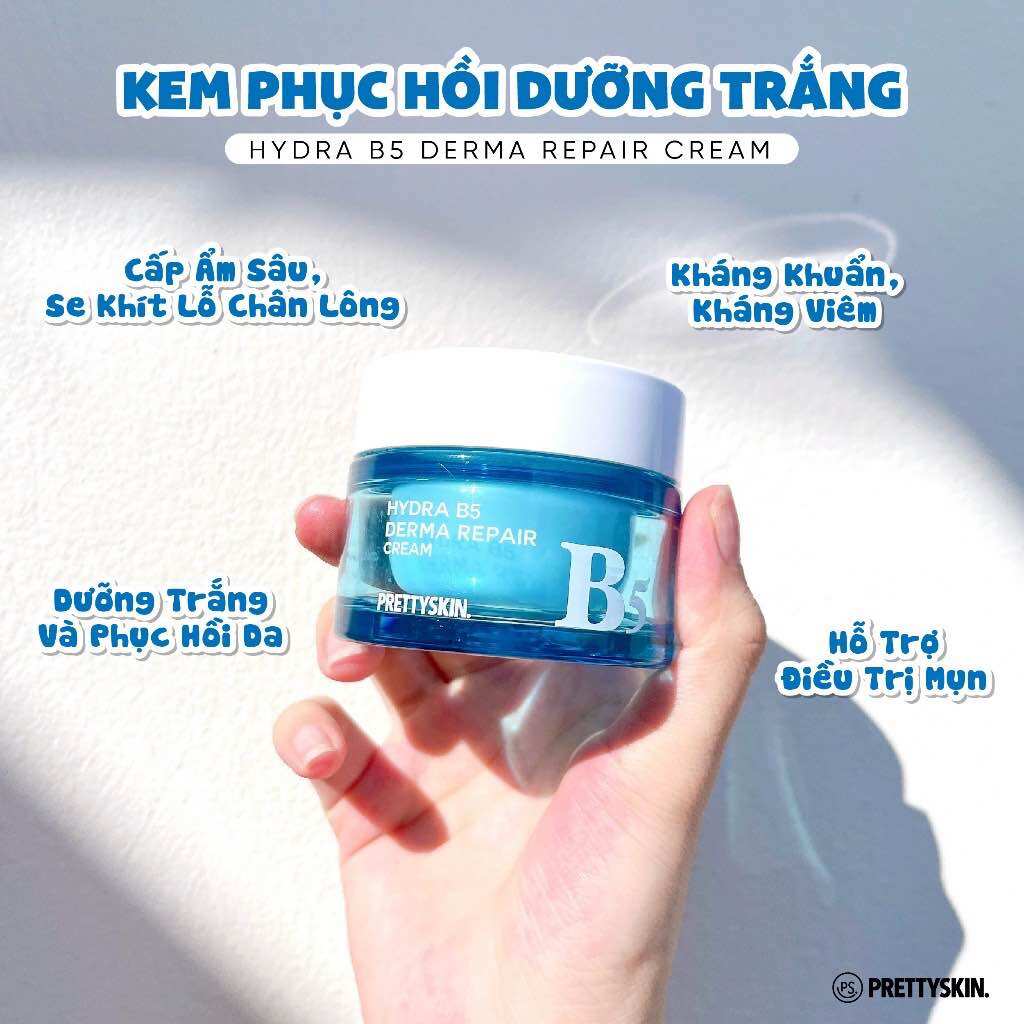 Kem dưỡng hydra derma repair cream b5 pretty skin 52ml, phục hồi và dưỡng trắng ngừa mụn se khít lỗ chân lông