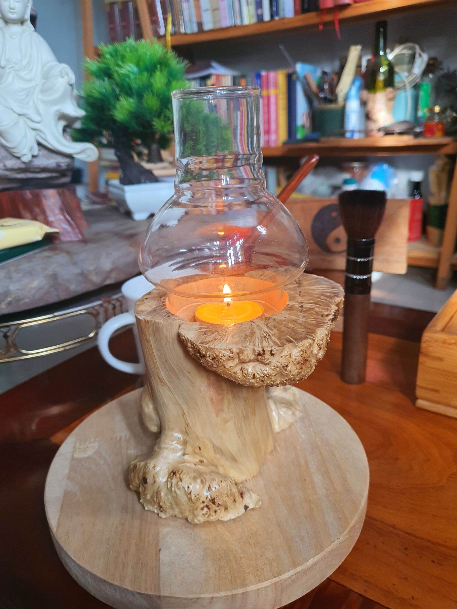 chân nến gỗ cafe