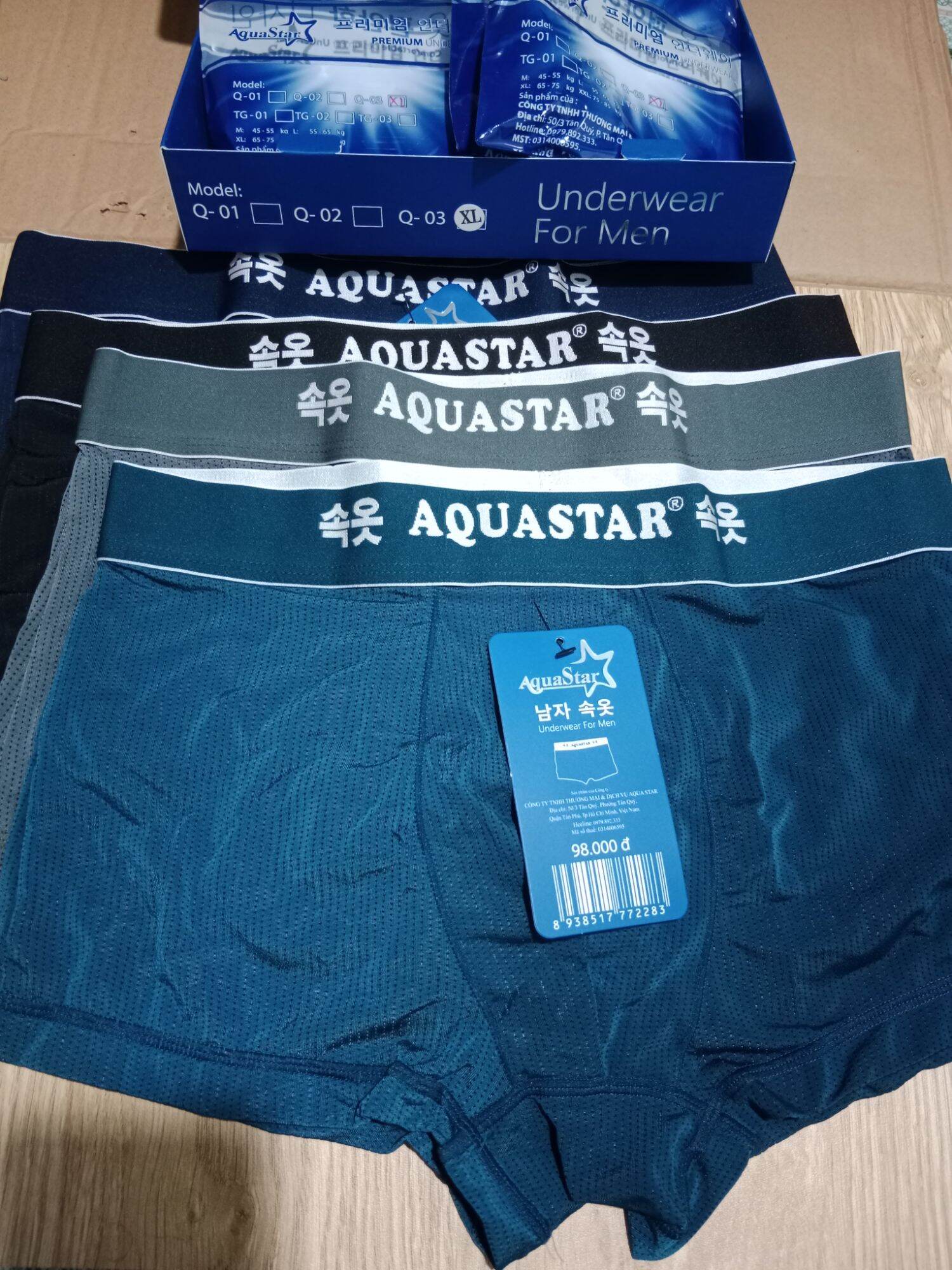 [Hộp 4 cái/4 màu] Quần đùi lót Nam Cao Cấp AquaStar